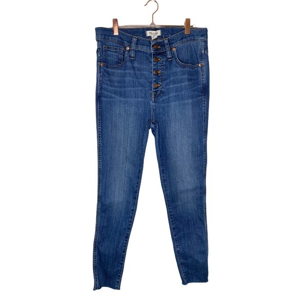 Madewell 10" High-Rise Skinny Jeans Brinville Wash Button-Front Tencel Size 30 - Picture 2 of 10